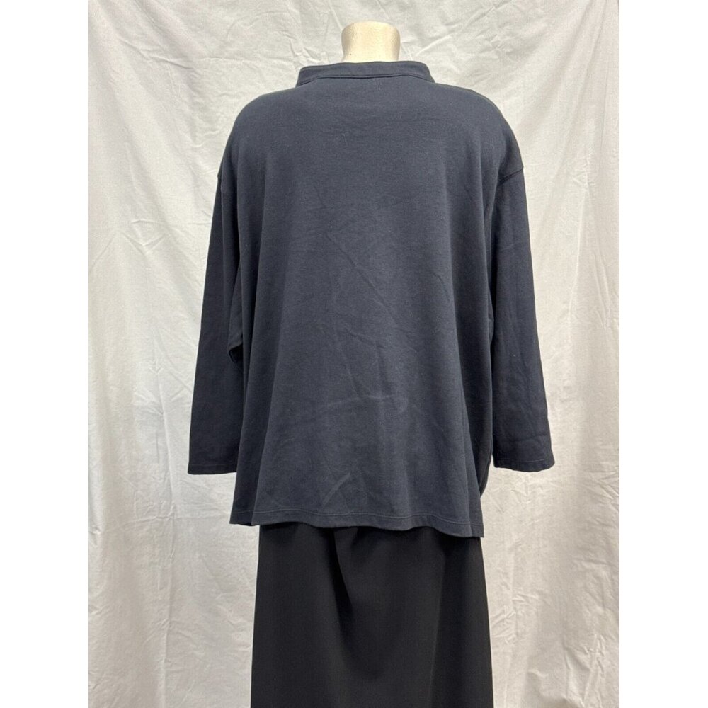 Bechamel Womens Cotton Black Button Front Collar Shirt‎ Size 3X Long Sleeve - Picture 2 of 8